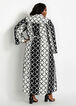Belted Colorblock Maxi Shirtdress, Black White image number 1