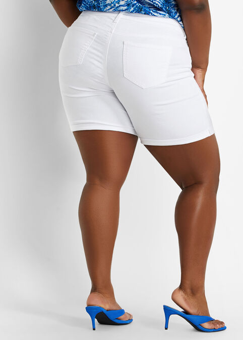 White Shape & Lift Denim Shorts, White image number 1