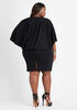 Cape Effect Textured Sheath Dress, Black image number 1