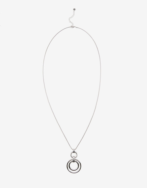Layered Ring Silver Tone Necklace, Silver image number 0