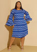 Geo Print Bell Sleeved Dress, Surf The Web image number 4