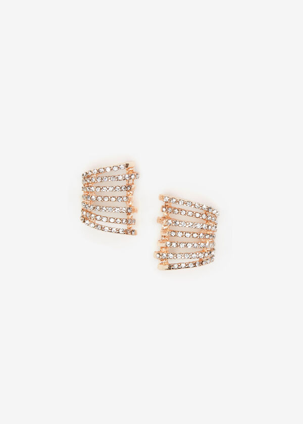 Rose Gold Tone Cuff Earrings, Rose image number 0