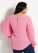 Tall Semi Sheer Plisse Sleeve Top, Pink Carnation image number 1