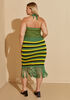 Fringed Striped Midi Dress, Medium Green image number 1