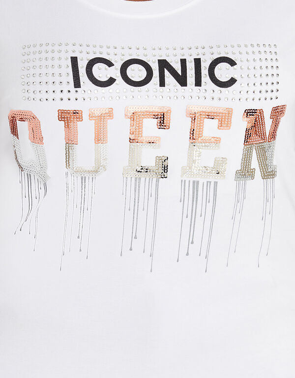 Iconic Queen Embellished Tee, White image number 1