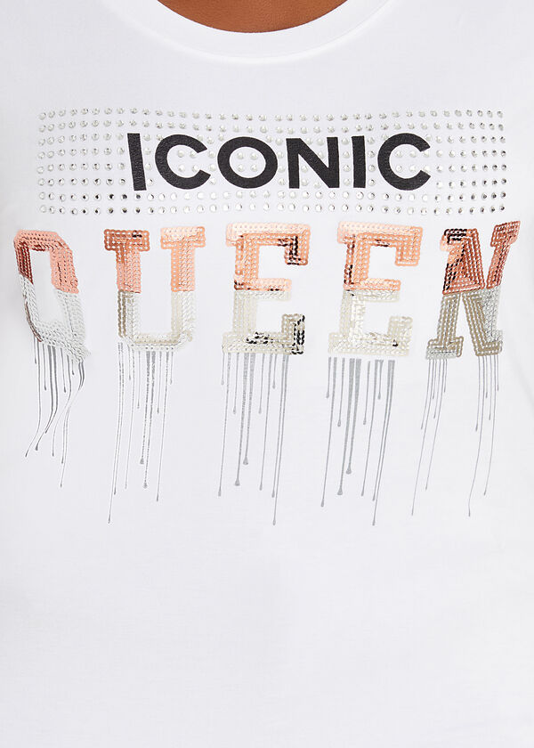 Iconic Queen Embellished Tee, White image number 1