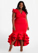 Tiered Hi Low Evening Dress, Chili Pepper image number 0