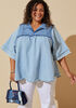 Two Tone Chambray Swing Top, Denim image number 0
