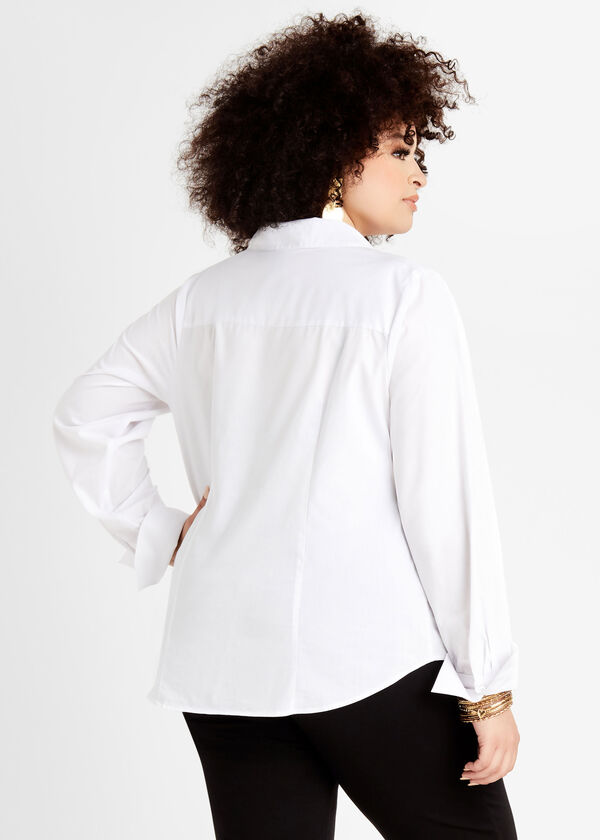 Tall White Cotton Button Up, White image number 1
