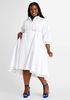Belted Cotton Tent Shirtdress, White image number 0