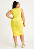 Ruched Jersey Bodycon Dress, Yellow image number 1