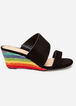 Faux Suede Rainbow Wedge Sandals, Multi image number 1