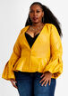Faux Leather Peplum Jacket, Nugget Gold image number 2