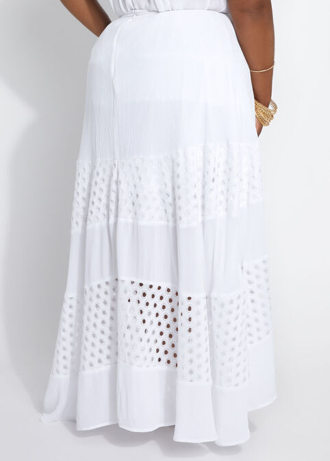 Gauze & Lace Maxi Skirt, White image number 1