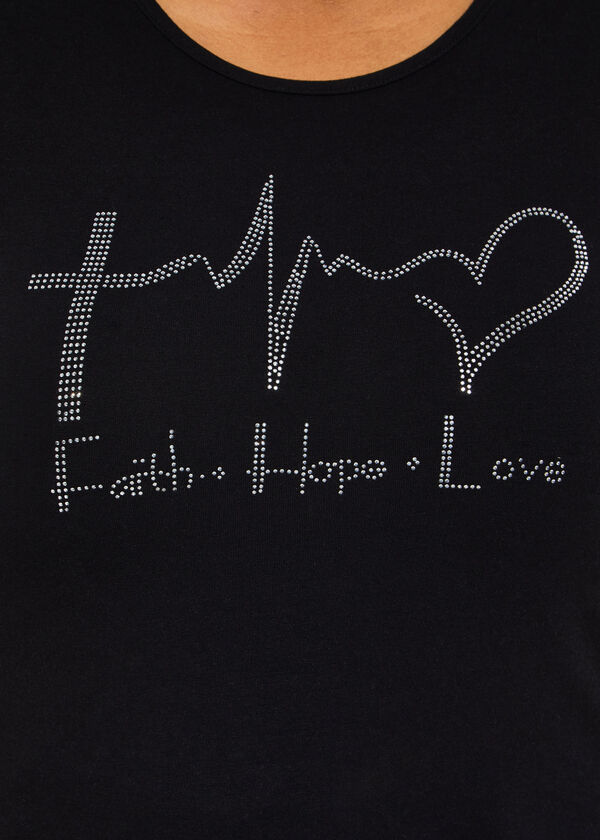 Faith Hope Love Embellished Tee, Black image number 2