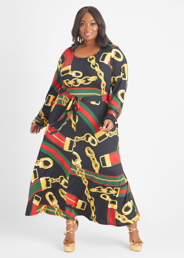 Short Ruched Printed Maxi Dress, Multi image number 0