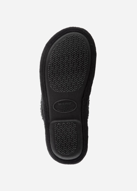 Isotoner Fuzzy Clog Slippers, Black image number 2