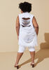 Distressed Fringed Denim Vest, White image number 1