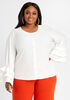 Tiered Bell Sleeve Button Up Top, White image number 0