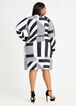 Stripe Half Zip Pique Knit Dress, Black White image number 1