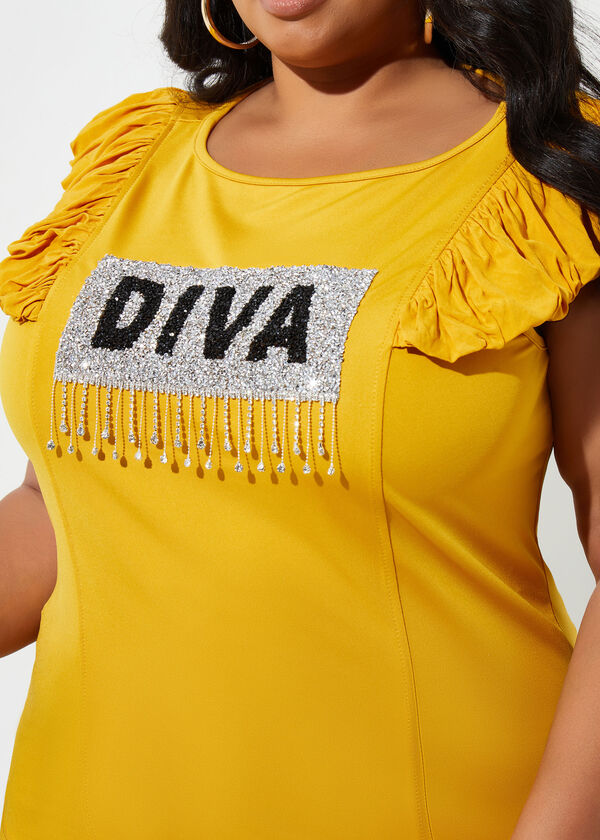 Diva Crystal Embellished Tank, Nugget Gold image number 2