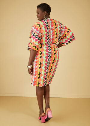 Abstract Kimono Sleeved Dress, Multi image number 1