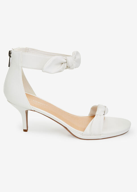 Bow Ankle Strap Wide Width Sandals, White image number 1