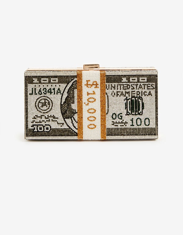 Rhinestone Money Print Box Bag, Multi image number 1