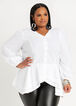 Puff Sleeve Peplum Button Up, White image number 0