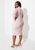 Mesh Paneled Lurex Bodycon Dress, Pink image number 1