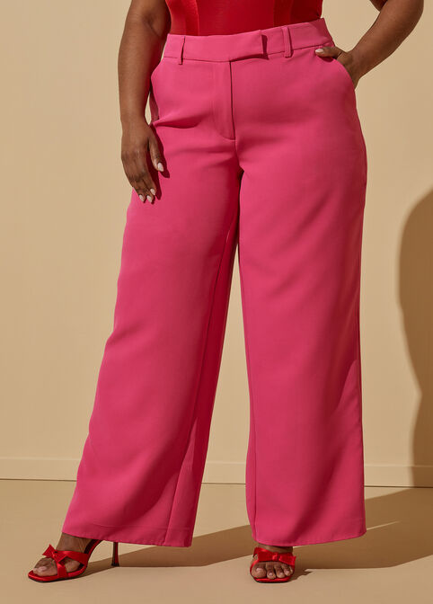 High Waist Wide Leg Trousers, Beetroot Purple image number 3