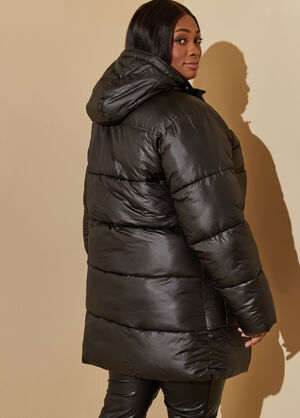 Toggle Hooded Puffer Coat, Black image number 1