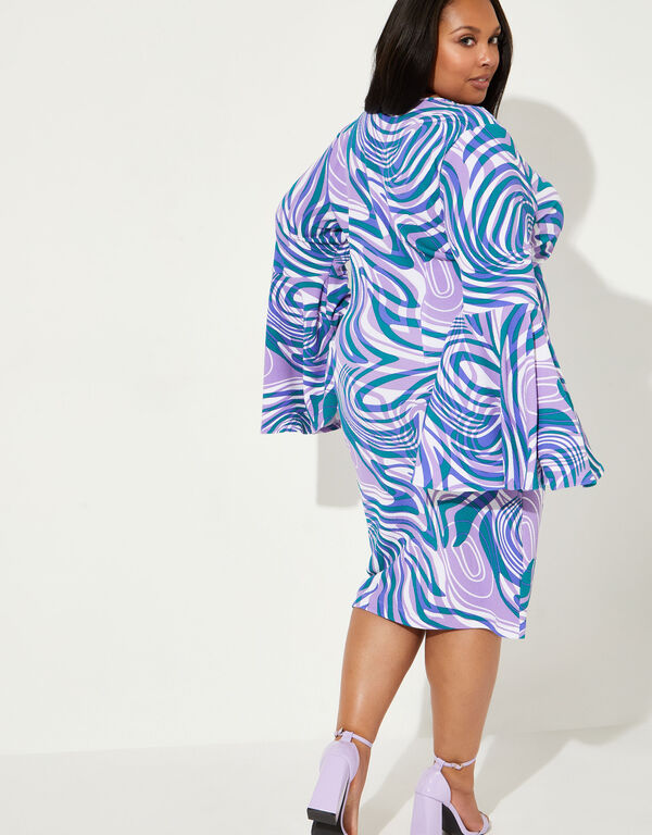 Swirl Print Textured Bodycon Dress, Multi image number 1