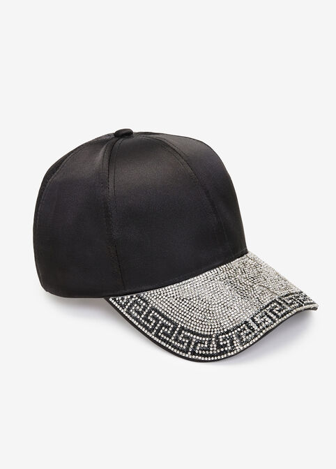 Embellished Satin Baseball Cap, Black image number 0