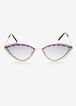 Rhinestone Metal Cateye Sunglasses, Purple image number 0