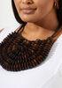 Oversized Wood Bead Necklace, Brown Combo image number 3