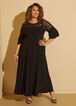 Mesh Paneled Maxi Dress, Black image number 3