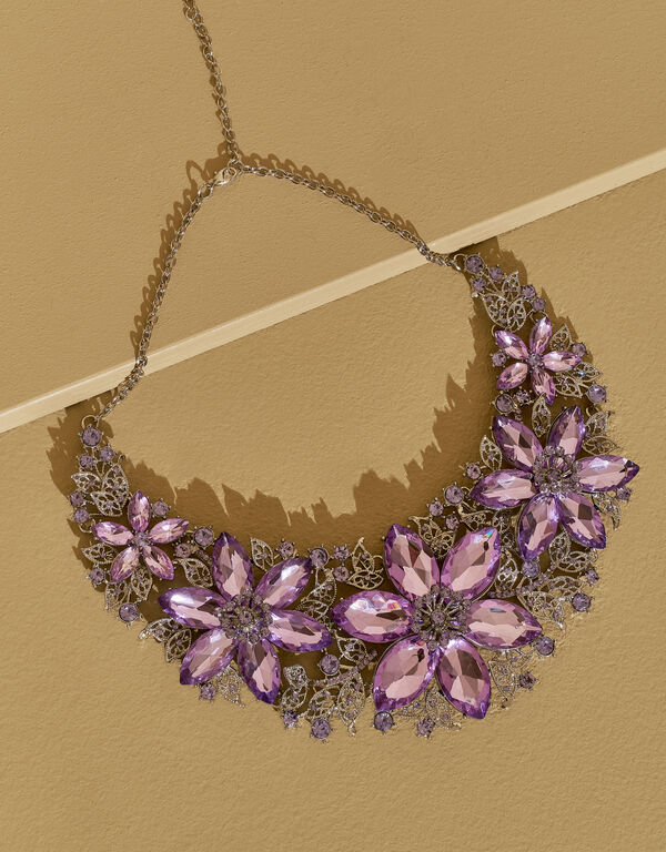 Floral Crystal Necklace, Digital Lavendar image number 0