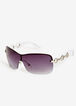 White Chain Detail Sunglasses, White image number 1