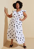 Polka Dot Faux Wrap Maxi Dress, Black White image number 0
