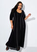 Paneled Stretch Knit Maxi Dress, Black White image number 0