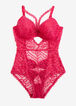 Lace Crotchless Lingerie Bodysuit, Pink image number 2