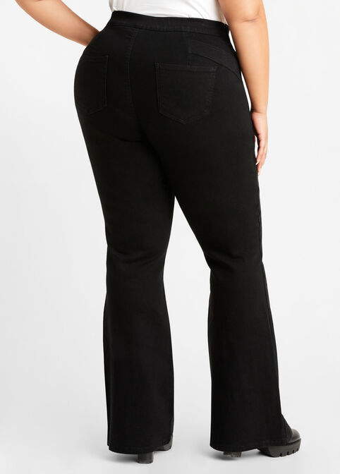 Pull On Seam Front Flare Pants, Black image number 1