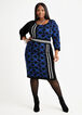 Geo Stripe Sweater Bodycon Dress, Royal Blue image number 0