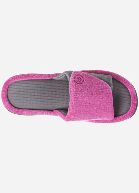 Isotoner Microterry Adjustable Slides, Pink image number 1