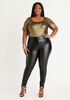 High Rise Faux Leather Leggings, Black image number 2