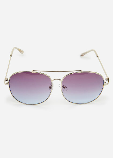 Silver Ombre Aviator Sunglasses, Silver image number 1