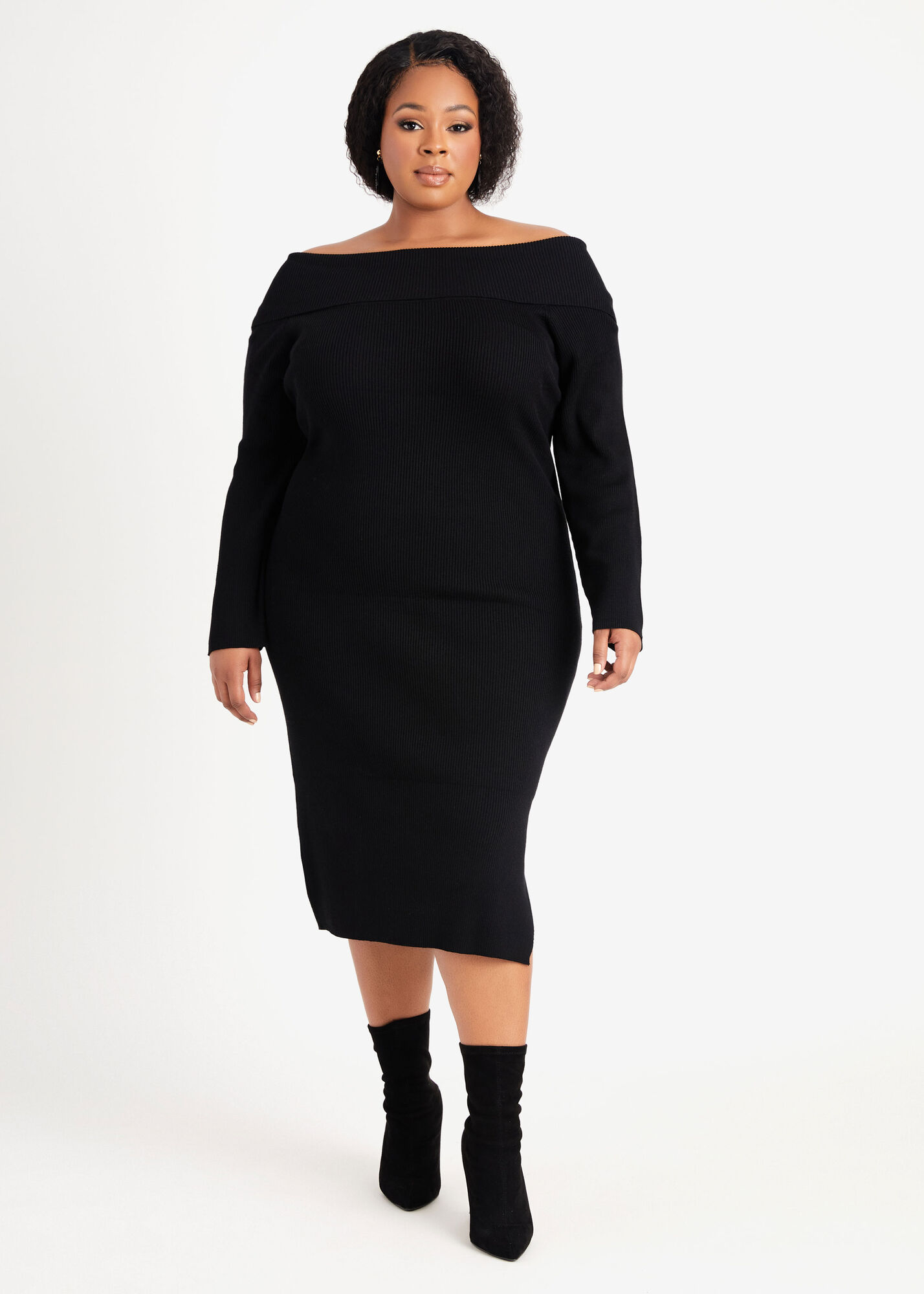 Plus Size Sweater Dress Plus Size Knit Midi Length Dress