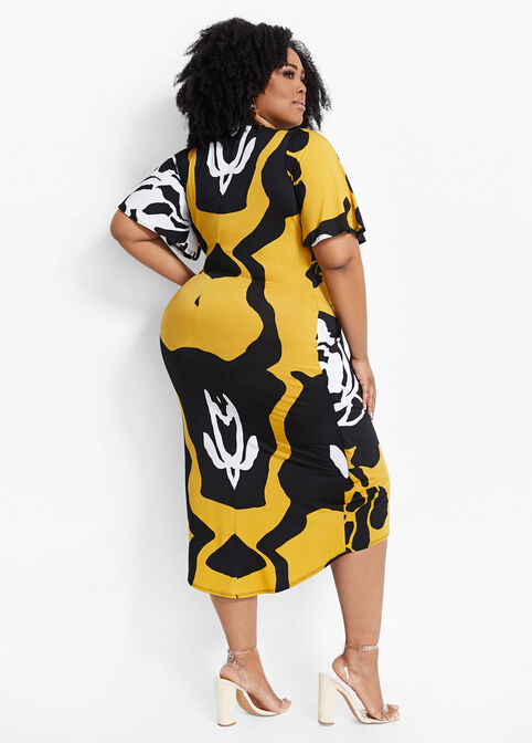 Abstract Knot Front Hi Lo Dress, Nugget Gold image number 2