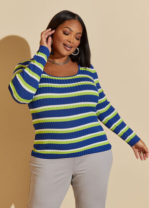 Ribbed Striped Sweater, Multi image number 0